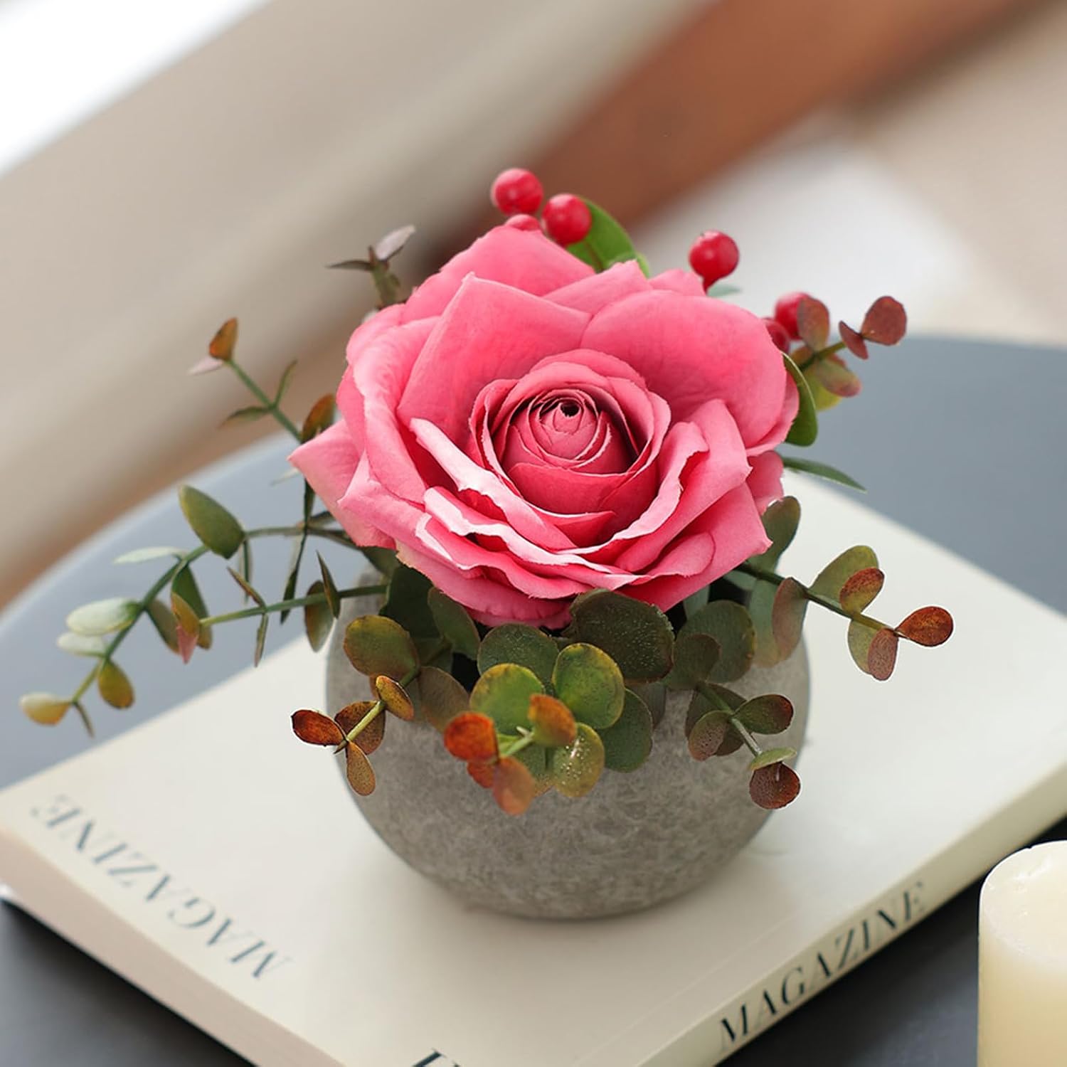 NayaFlora Artificial Silk Rose Arrangement with Vase
