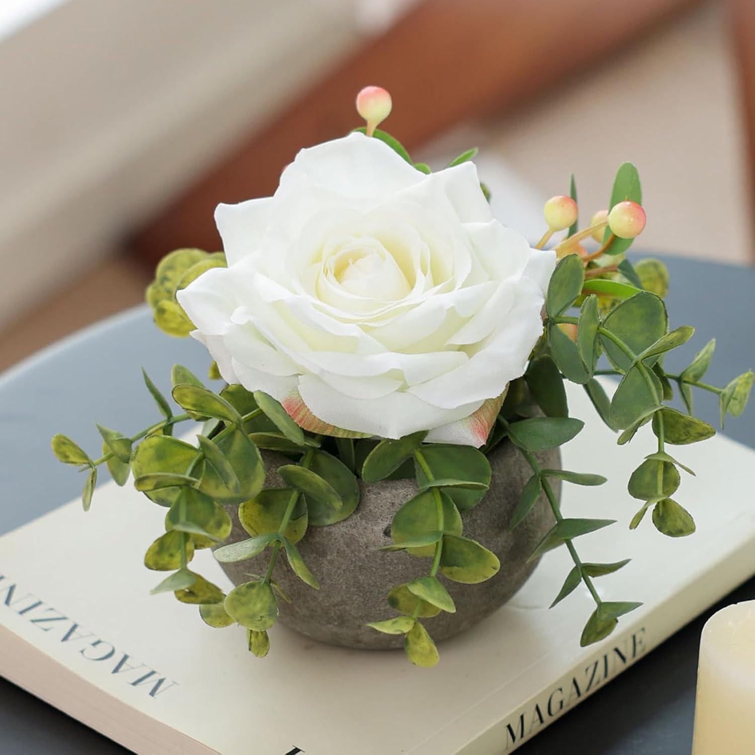 NayaFlora Artificial Silk Rose Arrangement with Vase