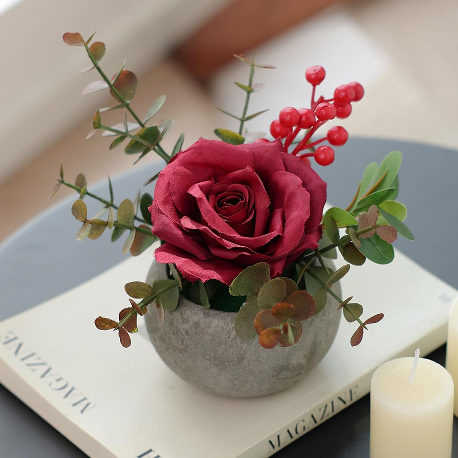NayaFlora Artificial Silk Rose Arrangement with Vase
