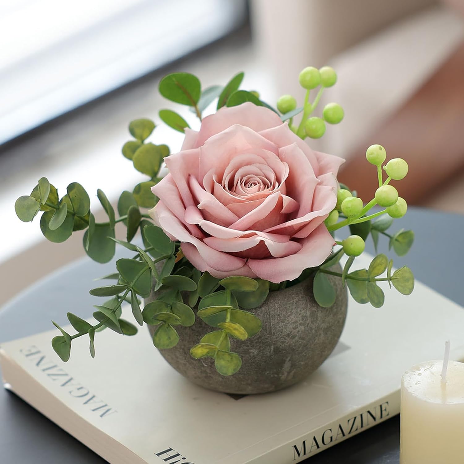 NayaFlora Artificial Silk Rose Arrangement with Vase