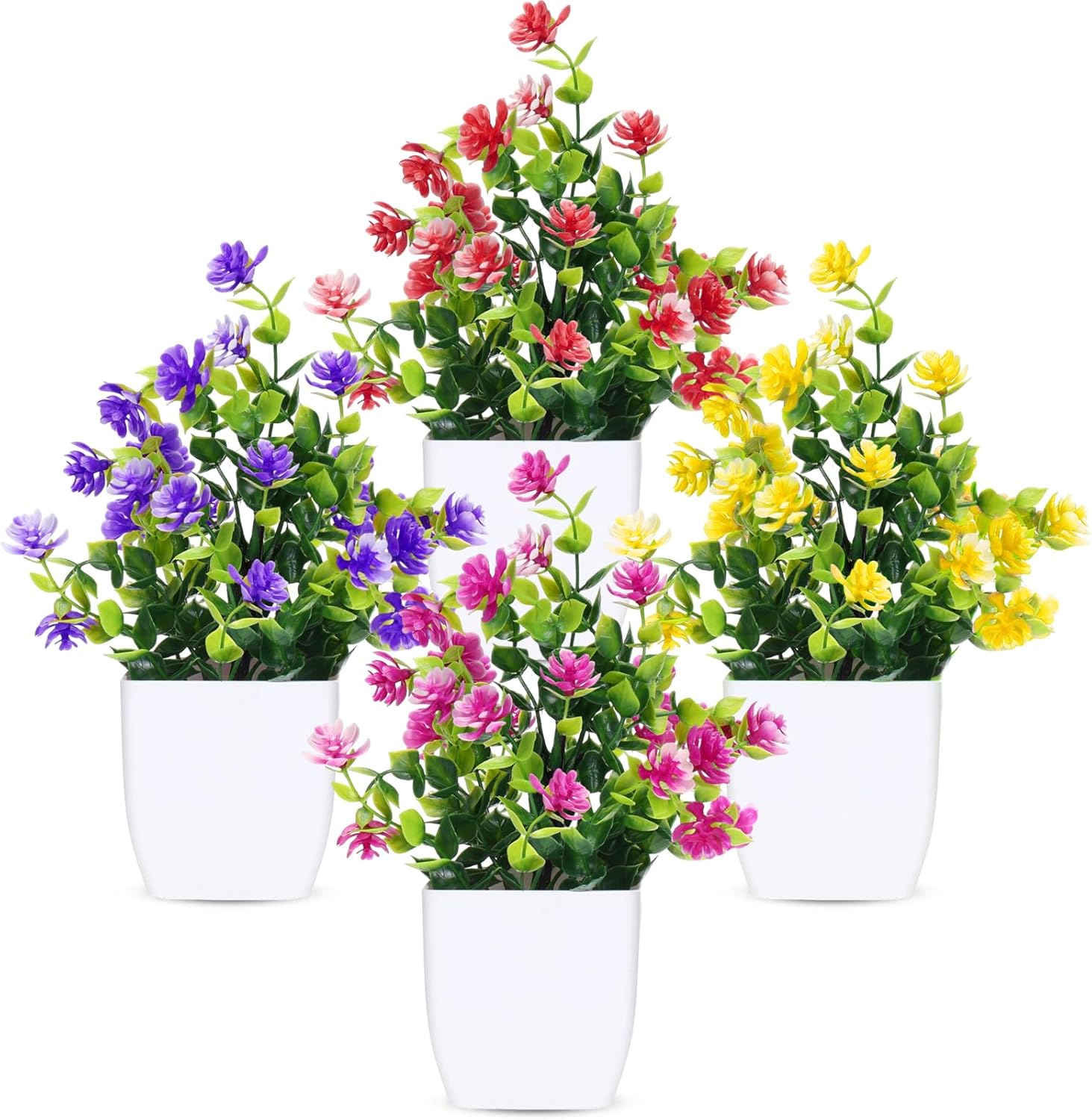 NayaFlora Artificial Daisy and Eucalyptus Potted Plants for Decor