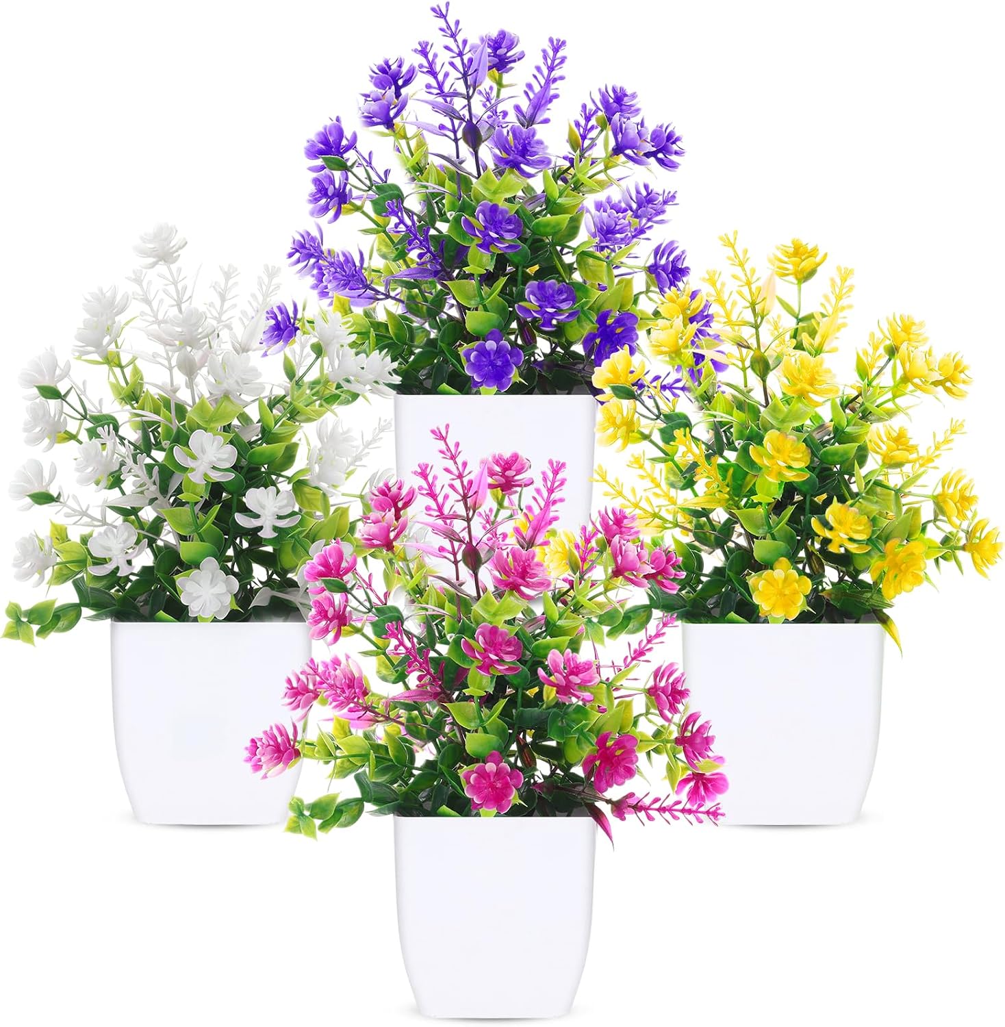 NayaFlora Artificial Daisy and Eucalyptus Potted Plants for Decor