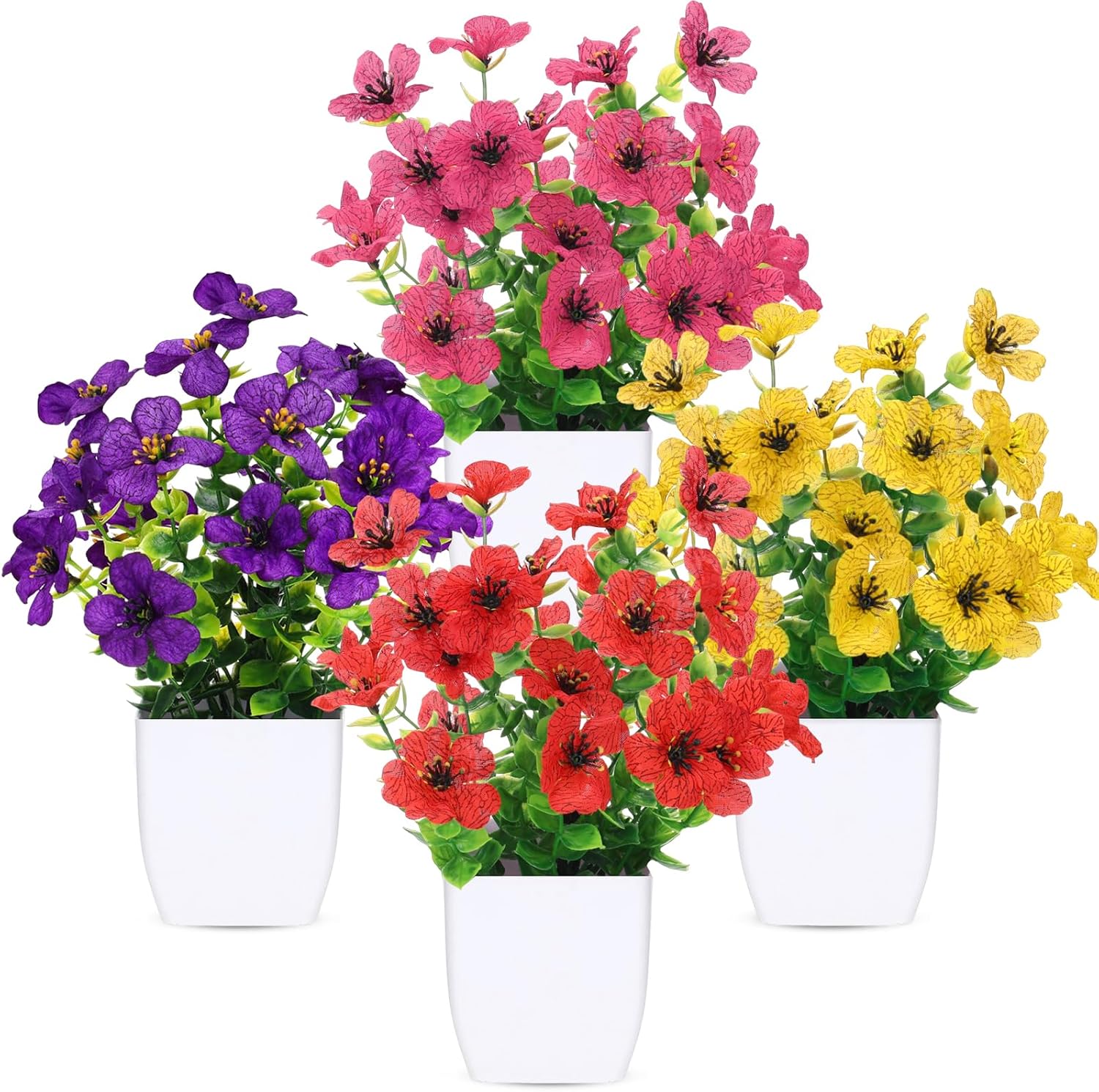 NayaFlora Artificial Daisy and Eucalyptus Potted Plants for Decor