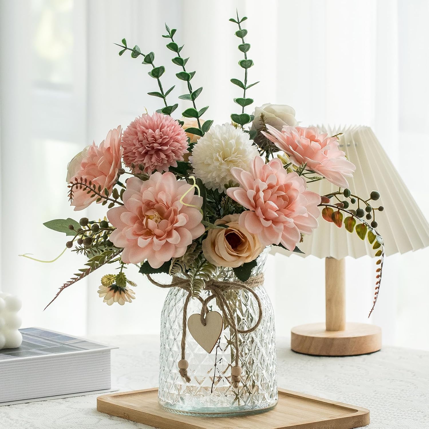 NayaFlora Artificial Dahlia Floral Arrangement with Vase