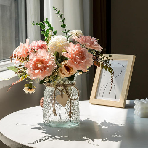 NayaFlora Artificial Dahlia Floral Arrangement with Vase